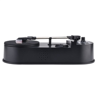 Convertisseur vinyle à entraînement direct vers MP3 Platine vinyle vers MP3 Adaptateur vers disque U/carte Micro SD Port AUX 3, 5 mm 2 vitesses réglables,  Noir