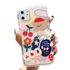 Coque en TPU souple transparente avec conception de dessin animé mignon Housse de protection complète pour téléphone portable anti-dérapant Little Bear Flower Cherry Back Cover Bumper Antichoc Cover For iphone