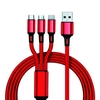 Cordon de charge 3-en-1 Cordon de charge USB universel tressé en nylon compatible avec les appareils i-Product/Type-C/Micro USB,  Rouge