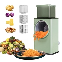 Coupe-légumes multifonctionnel hachoir rotatif râpe à fromage 3 en 1 déchiqueteuse trancheuse broyeur machine à salade avec lames de rouleau en acier inoxydable pour légumes fruits noix