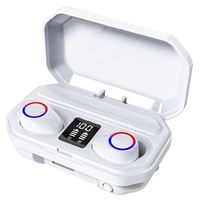 Écouteurs BT 5.0 avec étui de chargement Écran LED Commande tactile Basses profondes Connexion automatique Fonction de lampe de poche Chargez le téléphone,  Noir