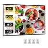 Écran de projecteur de 60 pouces 4:3 HD 4K Pliable Portable Double face Projection Anti-plis Rideau d