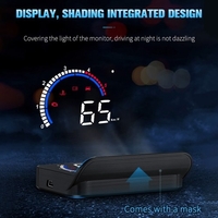Écran HUD de voiture,  projecteur de pare-brise à affichage tête haute avec vitesse,  horloge numérique,  avertissement de survitesse,  mesure du kilométrage,  température de l