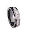 Croix en céramique Nano poli bague avec argent Sterling S925 & CZ diamant incorporé blanc or plaqué taille 6 7 8 largeur 6mm