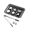 Cubes de refroidissement en acier inoxydable Circle Joy Cube de glace réutilisable Pierres / roches de whisky en métal pour boissons avec pinces à glace et plateau de rangement pour congélateur