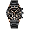 CURREN 8355 Luxe Classique Affaires Quartz Montre Homme 3ATM Étanche Grand Boîtier Grand Cadran Lumineux Montre-Bracelet Calendrier Minute Seconde Chronographe 24 Heures Trois Sous-Cadrans Montre-Bracelet avec Bracelet En Alliage