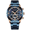 CURREN 8355 Luxe Classique Affaires Quartz Montre Homme 3ATM Étanche Grand Boîtier Grand Cadran Lumineux Montre-Bracelet Calendrier Minute Seconde Chronographe 24 Heures Trois Sous-Cadrans Montre-Bracelet avec Bracelet En Alliage