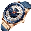 CURREN hommes montre à quartz bracelet en cuir montre-bracelet de mode 3ATM montres habillées 8374