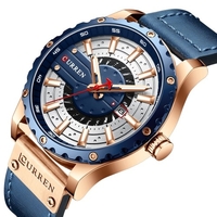 CURREN hommes montre à quartz bracelet en cuir montre-bracelet de mode 3ATM montres habillées 8374