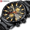 CURREN hommes montre mouvement à quartz bracelet en acier inoxydable heure et calendrier affichage chronomètre fonction 3ATM étanche mâle mode bracelet pour les affaires et la vie"idienne