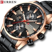 CURREN hommes montre mouvement à quartz bracelet en acier inoxydable heure et calendrier affichage chronomètre fonction 3ATM étanche mâle mode bracelet pour les affaires et la vie"idienne