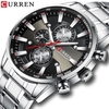 CURREN hommes montre mouvement à quartz bracelet en acier inoxydable heure et calendrier affichage chronomètre fonction 3ATM étanche mâle mode bracelet pour les affaires et la vie"idienne
