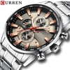 CURREN hommes montre mouvement à quartz bracelet en acier inoxydable heure et calendrier affichage chronomètre fonction 3ATM étanche mâle mode bracelet pour les affaires et la vie"idienne