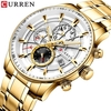 CURREN hommes montre mouvement à quartz bracelet en acier inoxydable heure et calendrier affichage chronomètre fonction 3ATM étanche mâle mode bracelet pour les affaires et la vie"idienne
