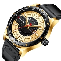 CURREN hommes montre mouvement à Quartz bracelet en cuir heure et affichage du calendrier conception lumineuse 3ATM étanche mâle mode bracelet pour les affaires et la vie"idienne