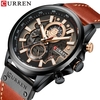 CURREN hommes montre mouvement à Quartz bracelet en cuir heure et calendrier affichage chronomètre fonction 3ATM étanche mâle mode bracelet pour les affaires et la vie"idienne