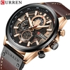 CURREN hommes montre mouvement à Quartz bracelet en cuir heure et calendrier affichage chronomètre fonction 3ATM étanche mâle mode bracelet pour les affaires et la vie"idienne