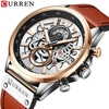 CURREN hommes montre mouvement à Quartz bracelet en cuir heure et calendrier affichage chronomètre fonction 3ATM étanche mâle mode bracelet pour les affaires et la vie"idienne