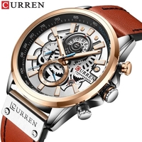 CURREN hommes montre mouvement à Quartz bracelet en cuir heure et calendrier affichage chronomètre fonction 3ATM étanche mâle mode bracelet pour les affaires et la vie"idienne