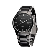 CURREN Vintage Wristwatch Simple plaque acier inoxydable montres avec calendrier