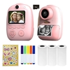 D10 Instant Camera Imprimante Photo 1080P HD Mini Appareil Photo Numérique pour Enfants - Rose,  Carte 16G TF