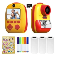 D10 Instant Camera Photo Printer 1080P HD Mini appareil photo numérique pour enfants - Rouge,  carte 32G TF
