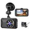 Dash Cam Caméra de tableau de bord double avant et arrière 3 pouces Caméra de recul Full HD 170 ° grand angle avec vision nocturne