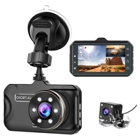 Dash Cam Caméra de tableau de bord double avant et arrière 3 pouces Caméra de recul Full HD 170 ° grand angle avec vision nocturne