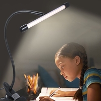 DC 5 V 7 W 36 LED Clamp Clip Lampe de table Lampe de bureau alimentée par USB 3 couleurs Changement de température 10 niveaux Luminosité réglable Dimmable Tube pliable flexible pliable Conception de col de cygne pour le salon Salle d