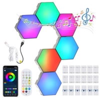 DC5V 6PCS BT connecté rvb hexagone lumière lampe ambiante mur éclairage décoratif avec contrôleur
