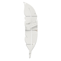 Décor à la maison moderne Stickers muraux en plumes de miroir acrylique 3D (argent,  petit)