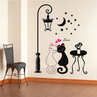 Décor de salle de Couples mignons chats Cartoon Wall Sticker enfants enfants