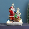 Décoration de sculpture de Noël en résine avec lumière LED chaude Père Noël Bonhomme de neige Renne Figurine Décoration Statue éclairée Décor Ornement de Noël à piles