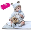 Decdeal 16 pouces 40 cm Reborn Baby Doll Twins Baby in Blanket Poupées réalistes Yeux bleus Silicone Vinyle et coton Corps Cadeaux mignons Belle tenue bleue