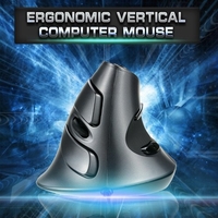 Delux USB filaire ergonomique verticale Optical Mouse Computer Mice réglables 1600 DPI 5D boutons avec amovible Palm Rest