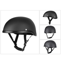 Demi-casque de moto de style rétro ABS + capuchon en plastique de coton - Noir muet pour motard motard Ridder (taille unique)