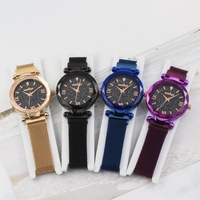 Diamant avec montre milanaise à aimants féminins montre à quartz aimantée rouge net vibrant la même montre en gros Gun black (coque en plastique)