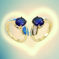 Diamant CZ mode simulé opale en argent 925 anneau femmes plaqué or fille mariage fiançailles bijoux accessoire