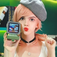 Divoom Ditoo Portable rétro haut-parleur Bluetooth Pixel Art bricolage boîte réveil avec 16x16 LED panneau d
