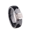 Dôme en céramique Nano poli bague avec argent Sterling S925 & CZ diamant incorporé blanc or plaqué taille 6 7 8 largeur 6mm