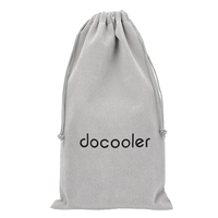 Docooler sac de rangement sac de transport petit cordon floqué protection pochette gris 13.5 * 23.5cm