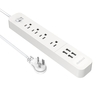 Dodocool Smart 1100W 4-outlet Surge Protector 1440 Joules Power Strip avec 20W 4 ports USB Charger 4.92ft Cord Extension Lead On / Off Switch Indicateur LED pour Smartphones Comprimés et plus US Plug AC125V Blanc