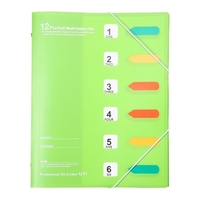 Dossier extensible 12 pochettes en plastique organisateur de fichiers avec fermeture à cordes Portable format A4 Stockage de documents de bureau Étanche pour coupon Facture Reçu Cartes Billets Étudiant d