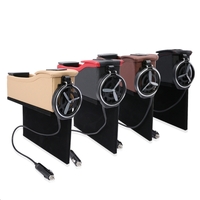 Double USB Port Multifonction En Cuir Catcher Boîte Siège De Voiture Tasse Bobine De Stockage De Poche Organisateur