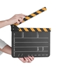 Dry Erase Acrylique Réalisateur Film Clapet Film TV Cut Action Scène Clapper Conseil Ardoise avec Bâton Jaune / Noir,  Blanc