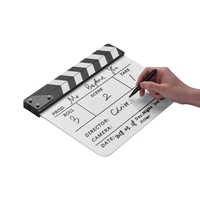 Dry Erase Acrylique Réalisateur Film Clapet Film TV Cut Action Scène Clapper Conseil Ardoise avec Marqueur Pen,  Couleur Stick,  Blanc