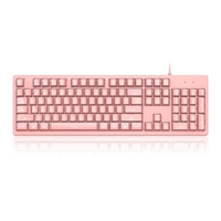 DSK100 Clavier filaire 104 touches Clavier de jeu de bureau Clavier ergonomique avec sensation de main mécanique Rétroéclairage blanc Rose
