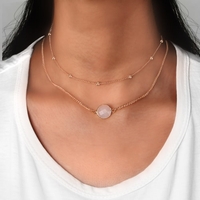 Elegant Multilayer Chain Pendentif en cristal naturel Choker Gold Alloy Casual Short Clavicle Colliers Femmes Unique Jewelry