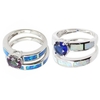 En argent Sterling 925 Fashion 2Pcs empilable opale simulé bande bague sertie de diamant CZ femmes mariée mariage fiançailles bijoux