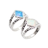 En argent Sterling 925 Rhombus opale simulé Ring femmes fille mariage fiançailles bijoux accessoire de mode